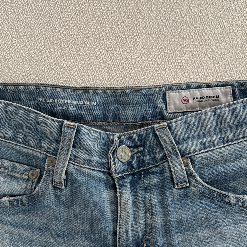 AG Adriano Goldschmied Light Blue Distressed Boyfriend Jeans - Picture 4 of 9